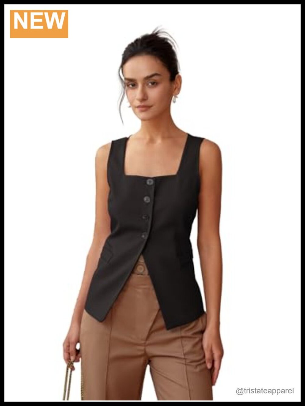 Womens Square Neck Sleeveless Tank Top Slim Fit Summer Casual